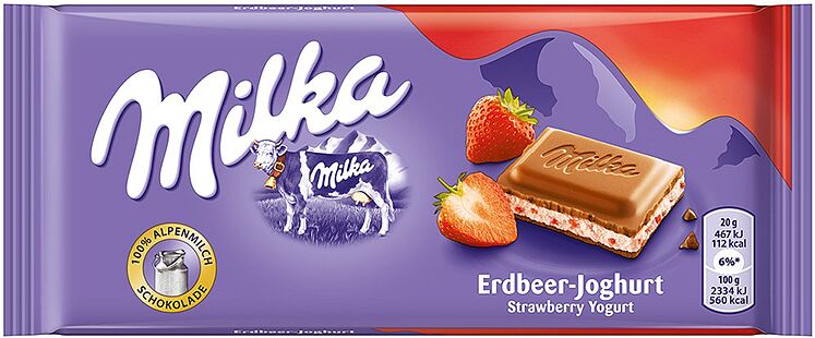 Chocolate bar with strawberry yoghurt "Milka" 100g