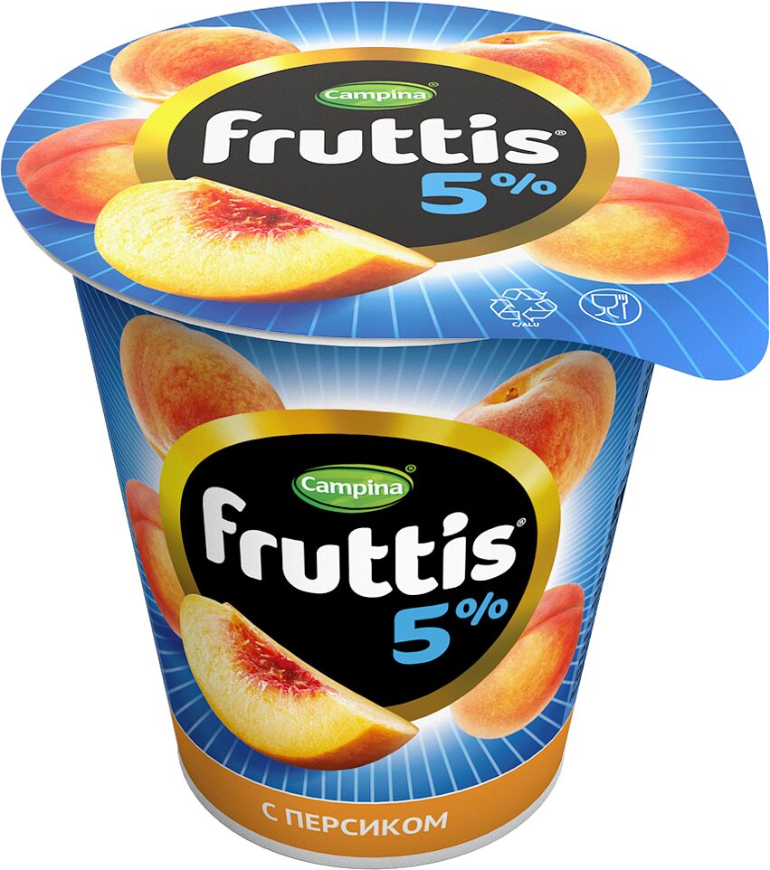 Yoghurt product with peach "Campina Fruttis" 290g, richness: 5% 