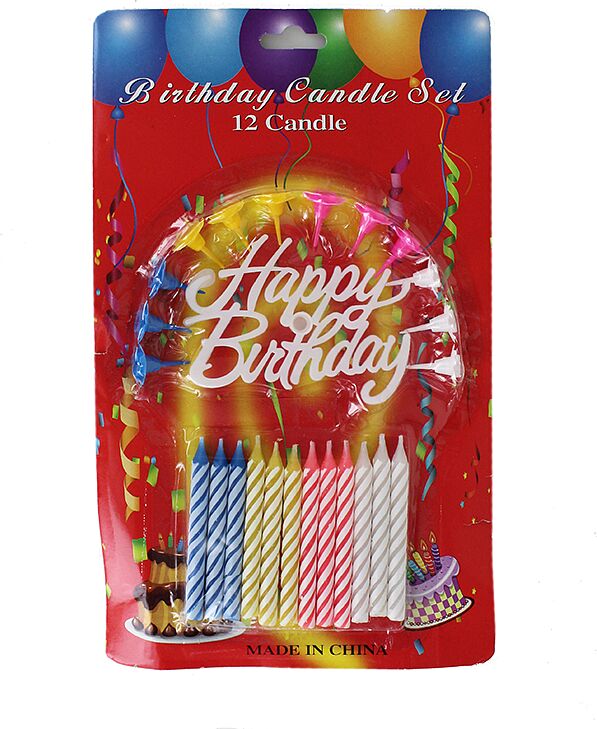 Birthday candles "Happy Birthday" 12pcs. 