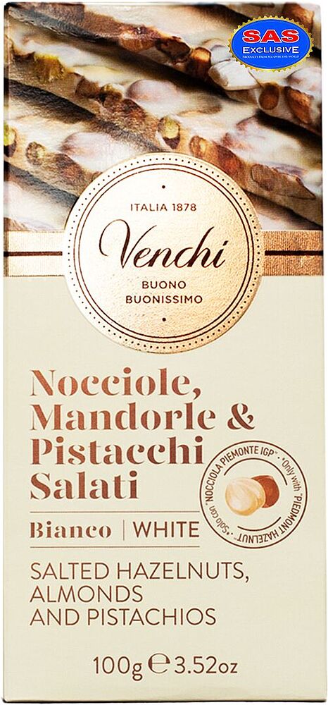 White chocolate bar with nuts "Venchi" 100g