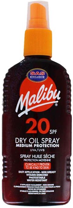 Масло-спрей для загара "Malibu Dry Oil Spray 20 SPF" 200мл