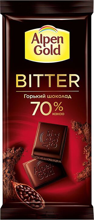 Шоколадная плитка, горькая "Alpen Gold Bitter" 85г
