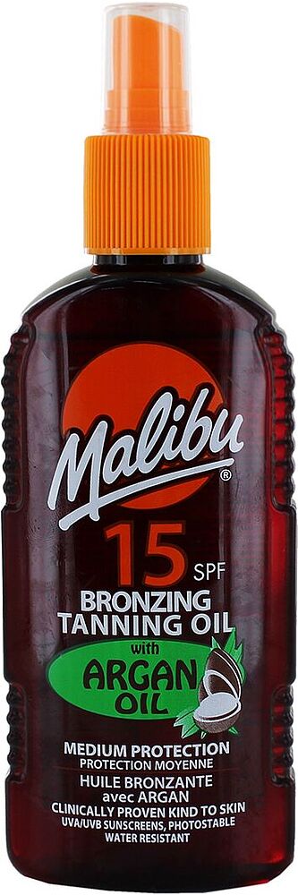 Масло-спрей для загара "Malibu Bronzing Tanning Oil 15 SPF" 200мл