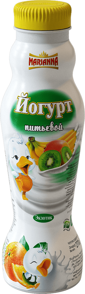 Drinking yoghurt with exotic fruits  "Marianna" 270g, richness: 1.5%