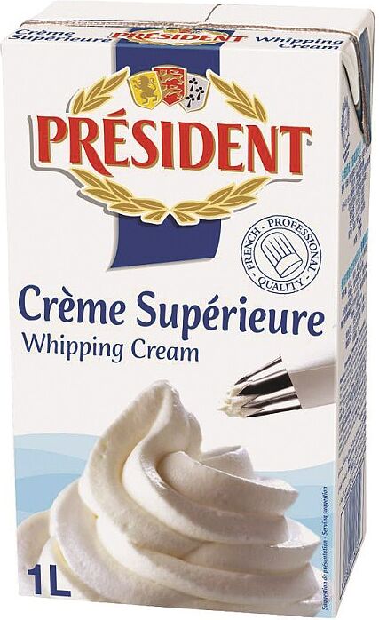 Whipping cream "President" 1l, richness: 35.1