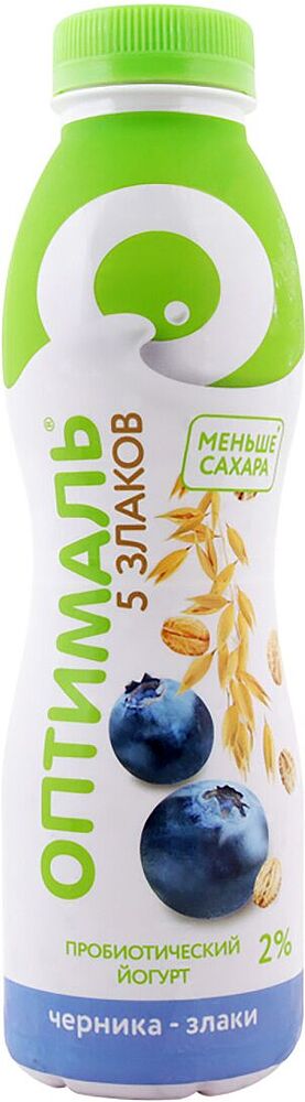 Drinking yoghurt with cereals & bilberry "Savushkin Optimal" 415g, richness:2%
