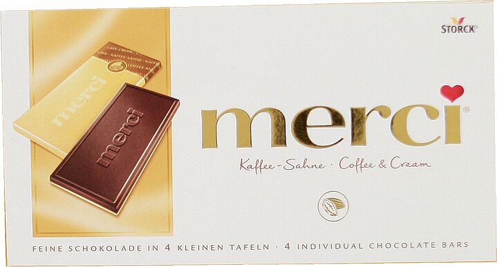 Шоколадная плитка с кофейной начинкой "Merci" 100г