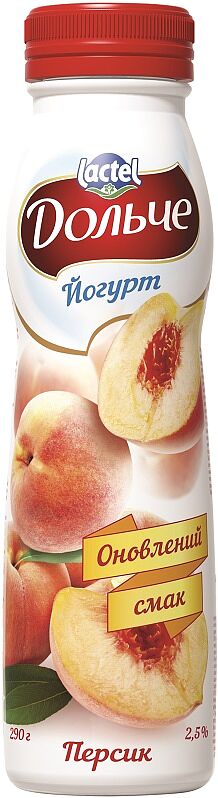 Drinking yoghurt with peach "Lactel Dolche" 290g, richness: 2,5%