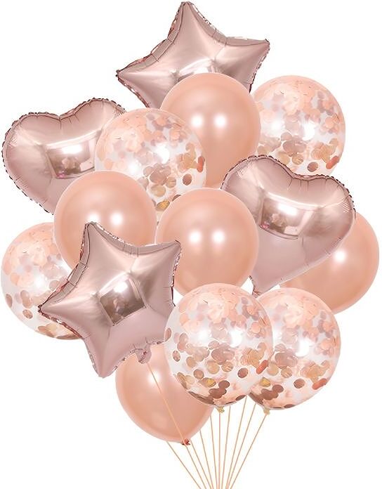 Helium gas Balloons, khrom, heart, stars 14 pcs