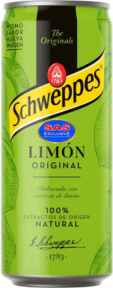 Refreshing carbonated drink "Schweppes Original" 0.33l Lemon