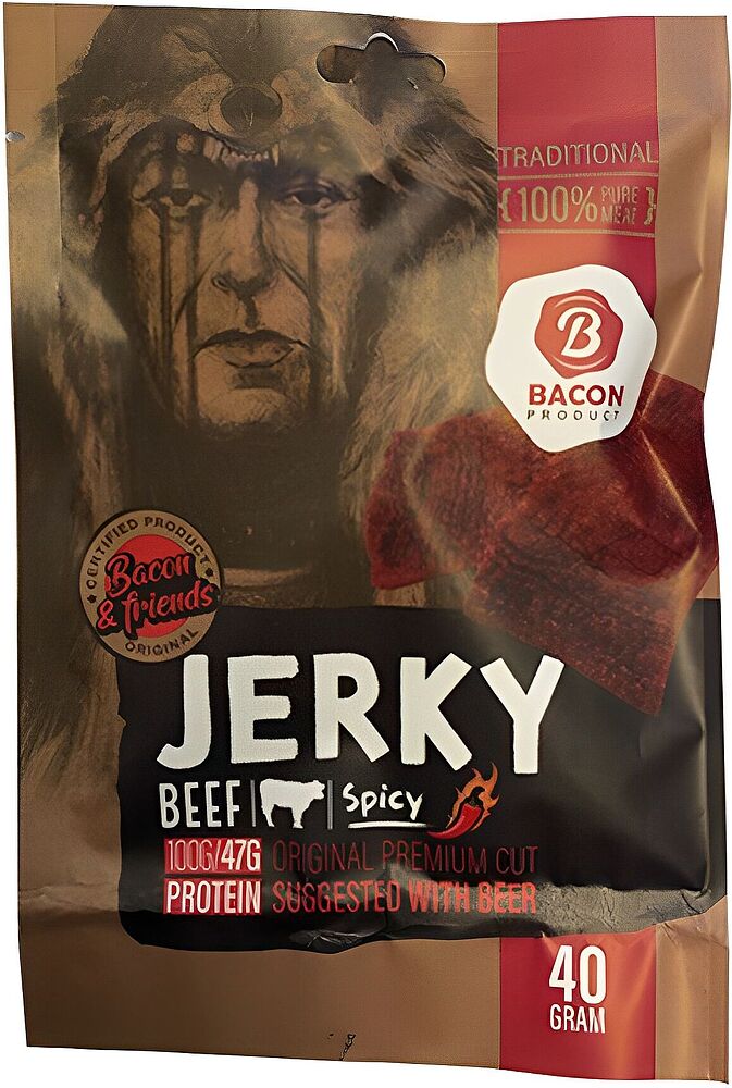 Beef spicy jerky "Bacon & Friends" 40g 