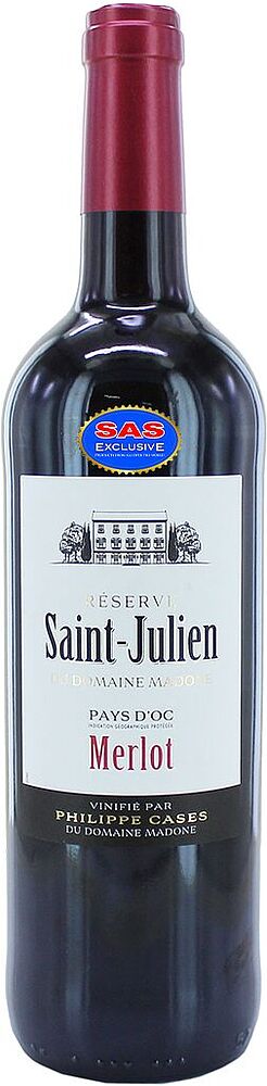 Вино красное "Saint-Julien Merlot Rouge" 0.75л