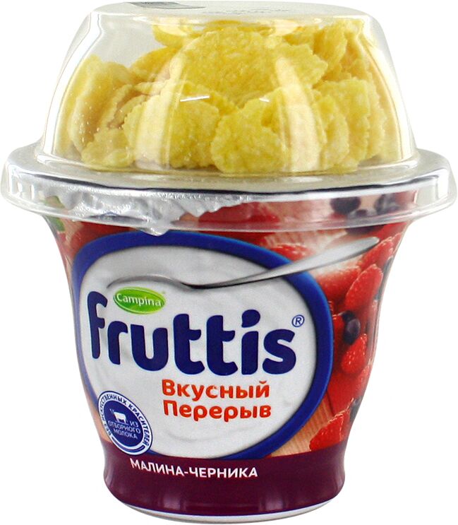 Yoghurt product with raspberry-blueberry & corn flakes "Campina Fruttis" 175g, richness: 2.5%