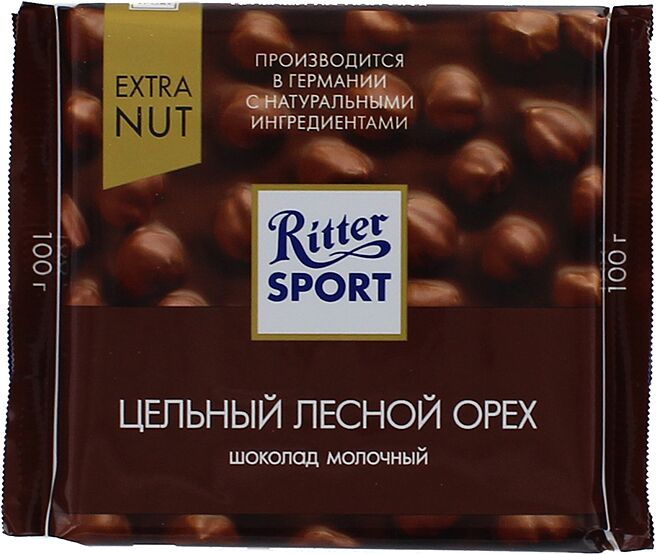 Шоколадная плитка с лесным орехом "Ritter Sport" 100г 