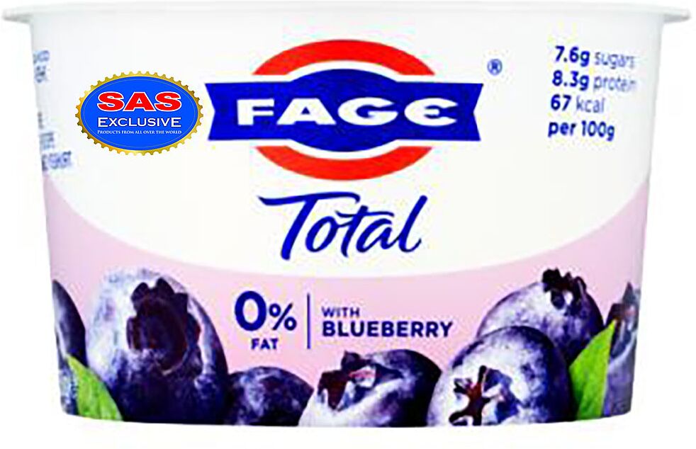 Yoghurt with blueberry "Fage Total" 150g, richness: 0%
