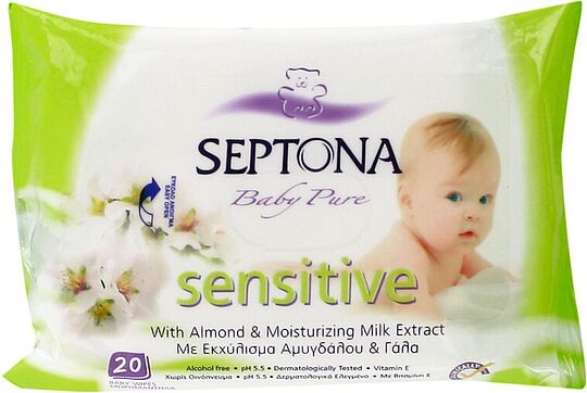 Անձեռոցիկ խոնավ «Septona Baby Pure» 20հատ