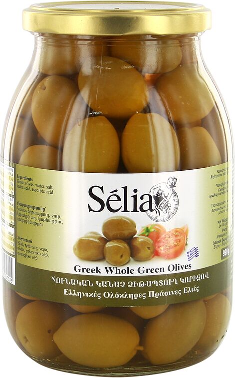 Оливки зеленные с косточкой "Selia" 990г