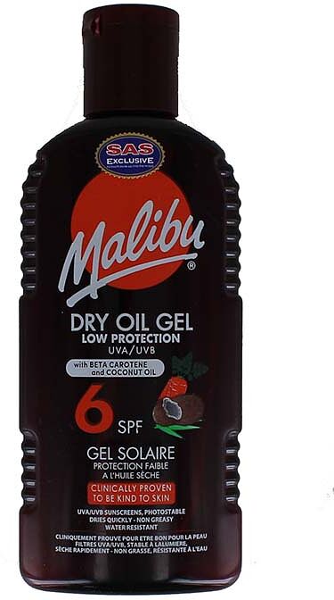Sunscreen оil-gel "Malibu 6 SPF Dry Oil Gel" 200ml