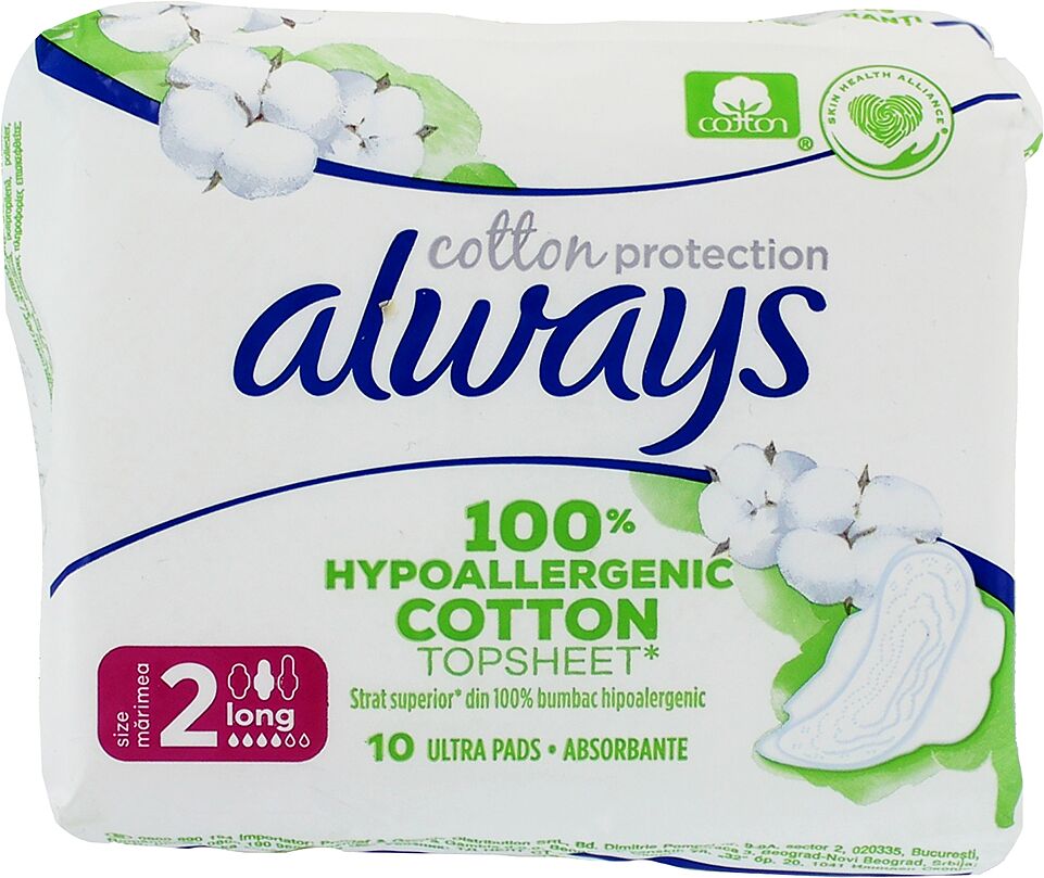 Sanitary towels "Always Cotton Long" 10 pcs

