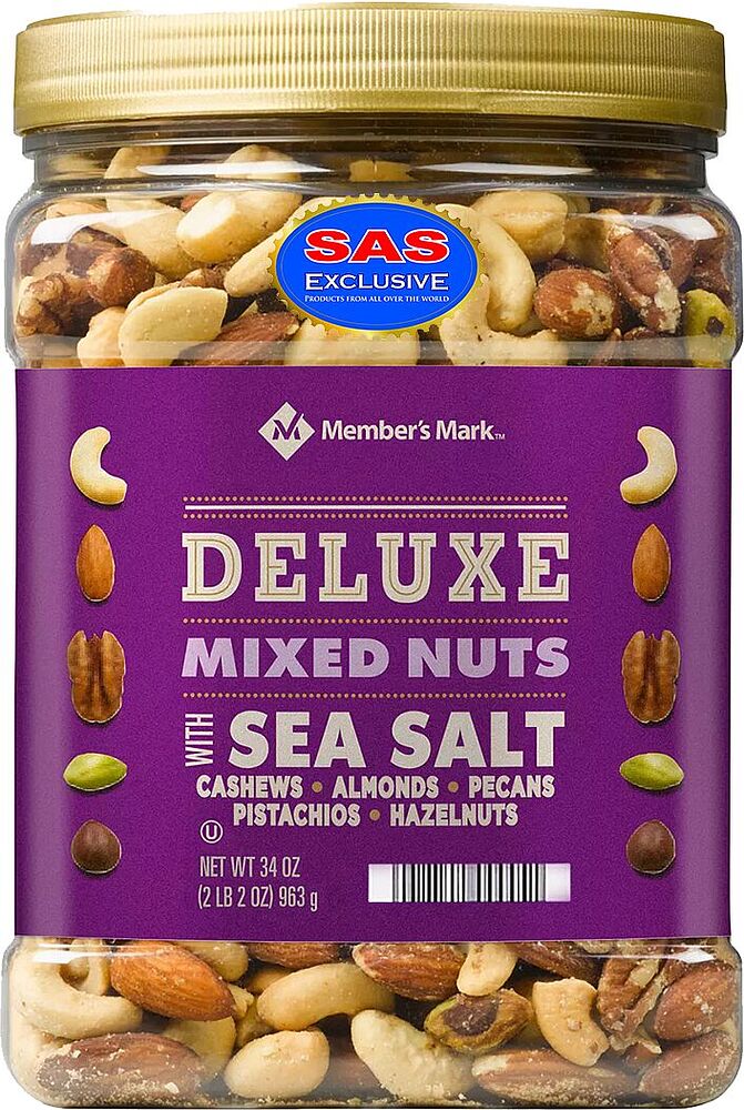 Mixed nuts with salt "Members Mark Deluxe" 963g