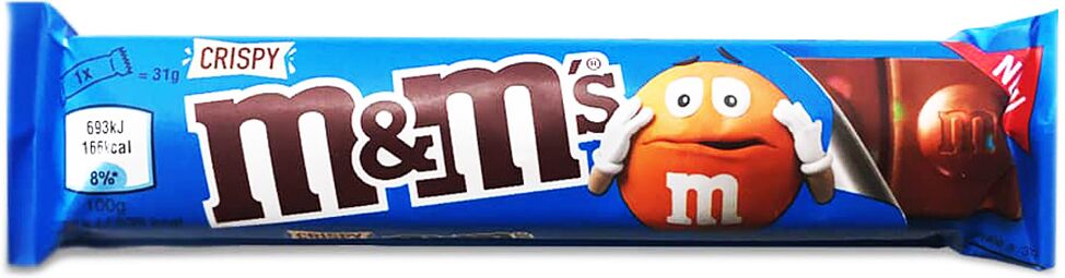 Шоколадная плитка с хрустящими шариками "M&M's" 31г
