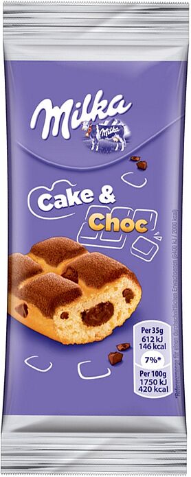 Sponge cake with chocolate pieces "Milka Cake & Choc" 35g