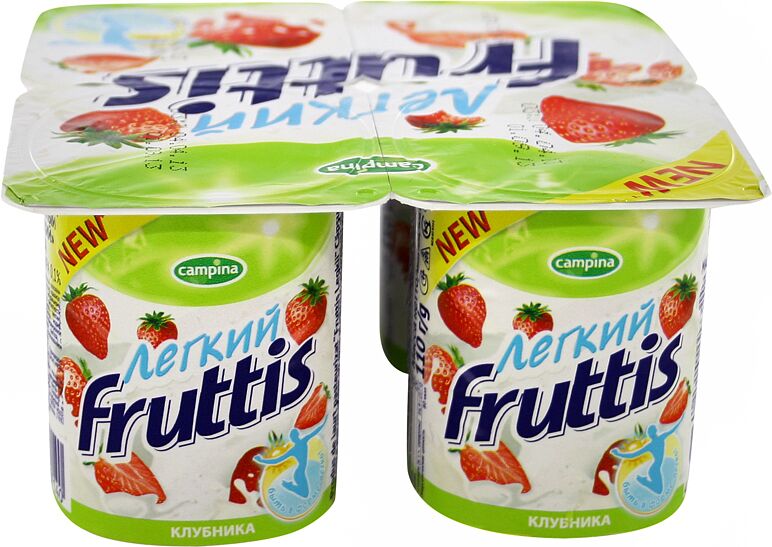 Йогуртный продукт с клубникой "Campina Fruttis" 110г, жирность: 0.1%
