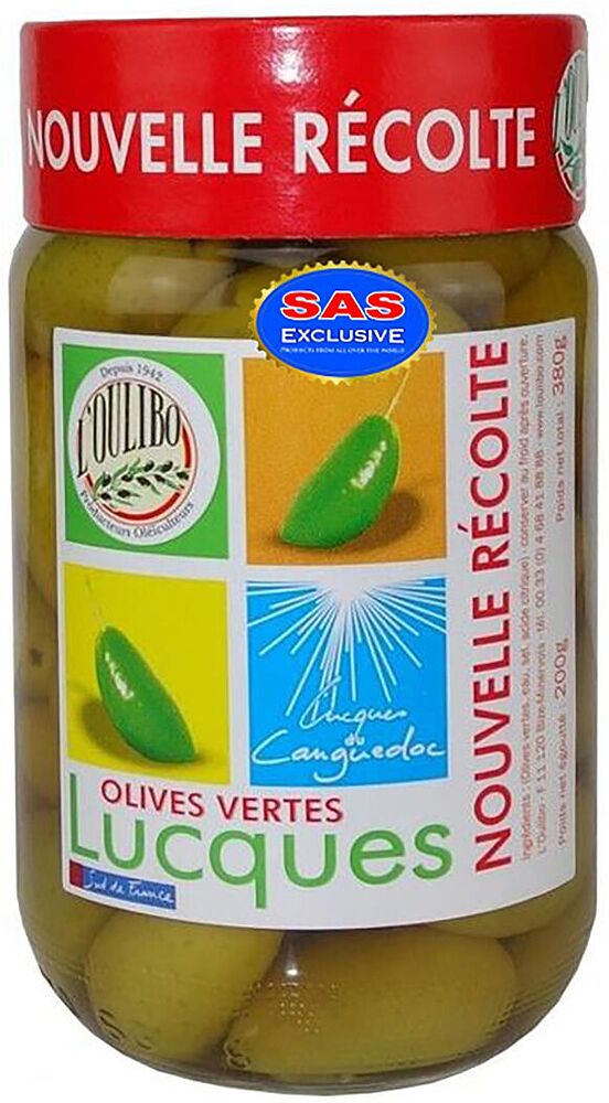 Оливки зеленые с косточкой "L'oulibo Lucques Nouvelle" 200г