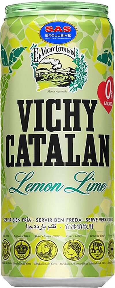 Вода минеральная "Vichy Catalan Lemon Lime"  0.33л 