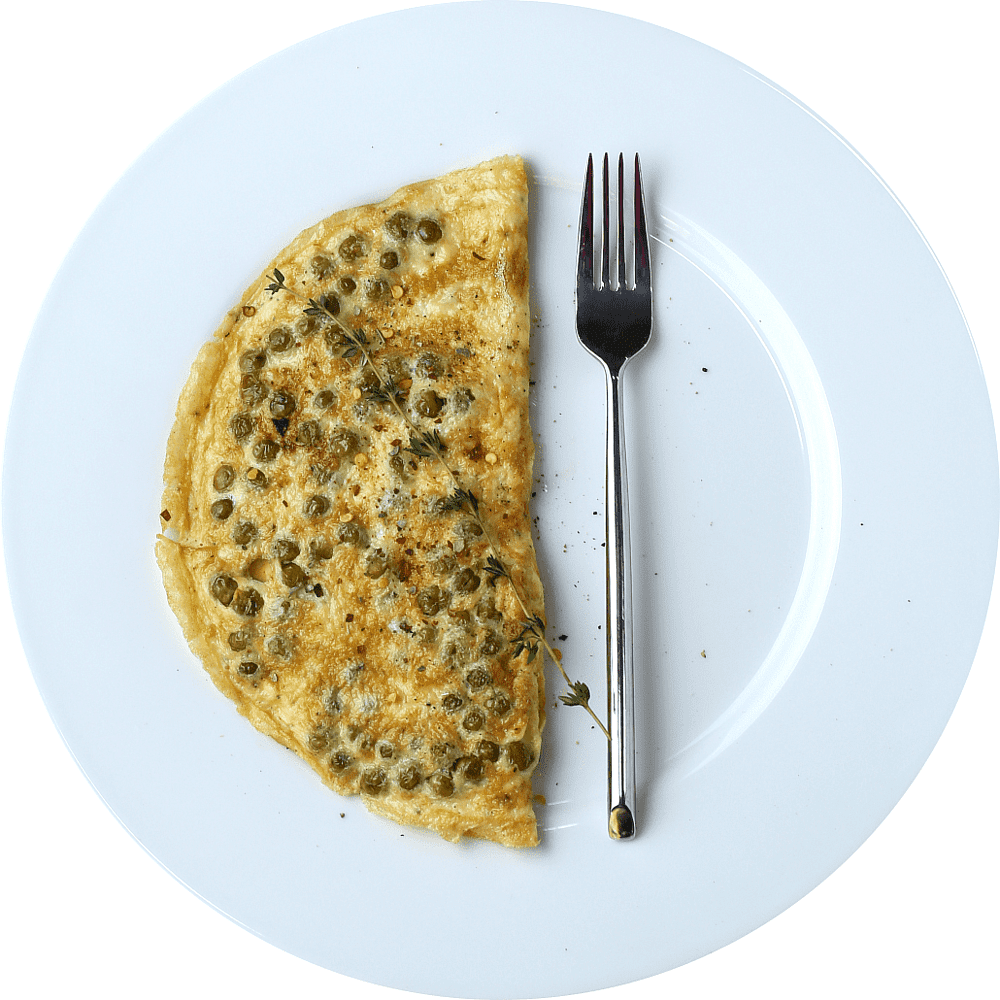 Omelette with green peas