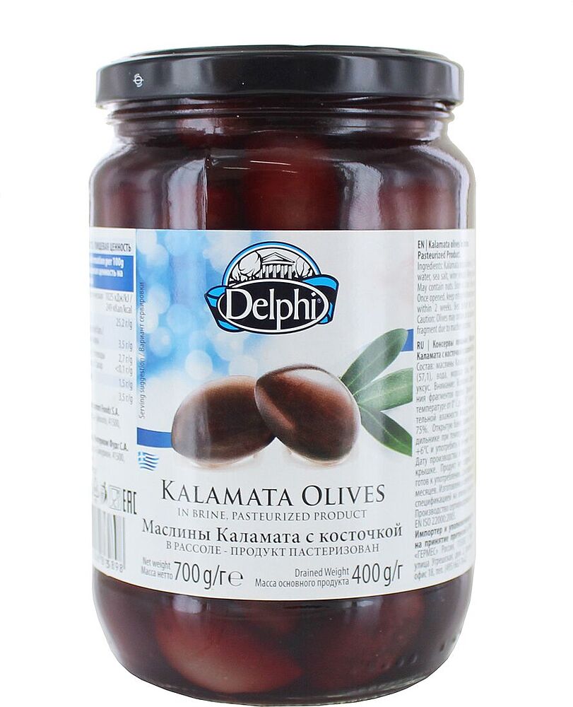 Оливки каламата с косточкой "Delphi" 700г