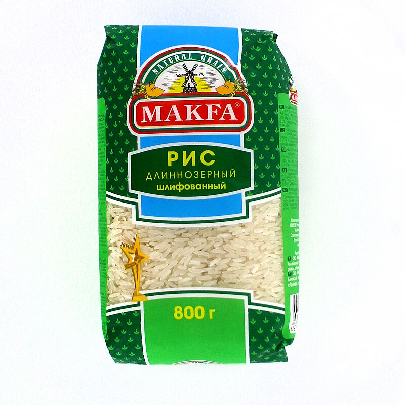 Рис длиннозерный "Makfa" 800г