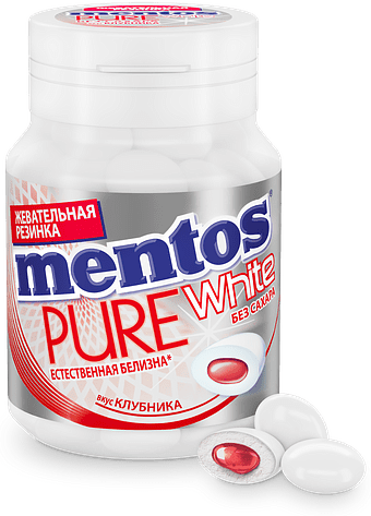 Жевательная резинка "Mentos Pure White" 54г Клубника