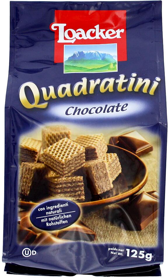 Вафли с шоколадным кремом "Loacker Quadratini Chocolate" 125г