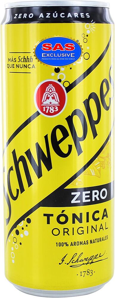Освежающий газированный напиток "Schweppes Zero Tonica Original" 0.33л
