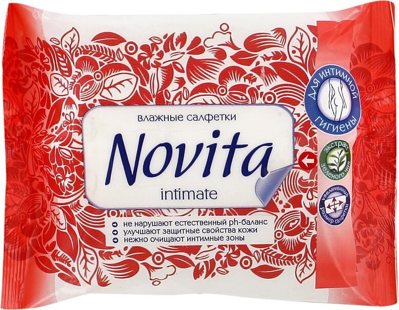 Салфетки влажные для интимной гигиены "Novita" 15шт.